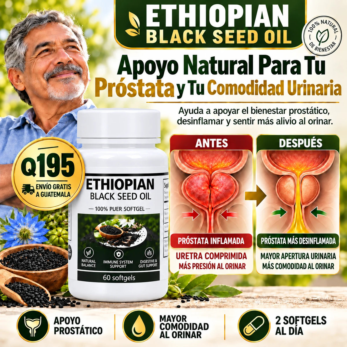 ETHIOPIAN BLACK SEED OIL — Apoyo Prostático Para Noches Más Tranquilas