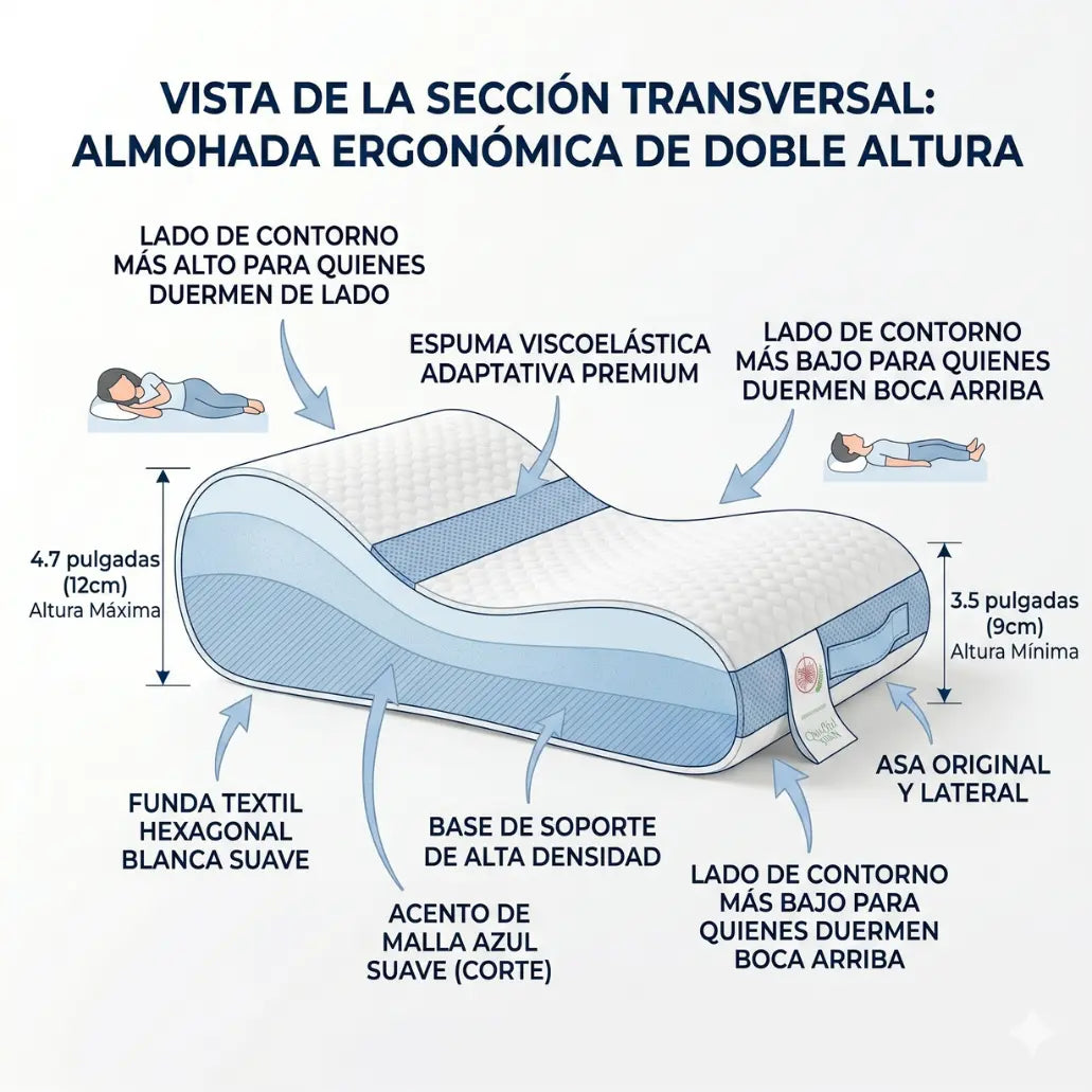 Almohada Ortopédica 3D — Memory Foam