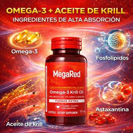 MegaRed – Omega-3 + Krill | Corazón Fuerte, Más Energía y Bienestar Diario