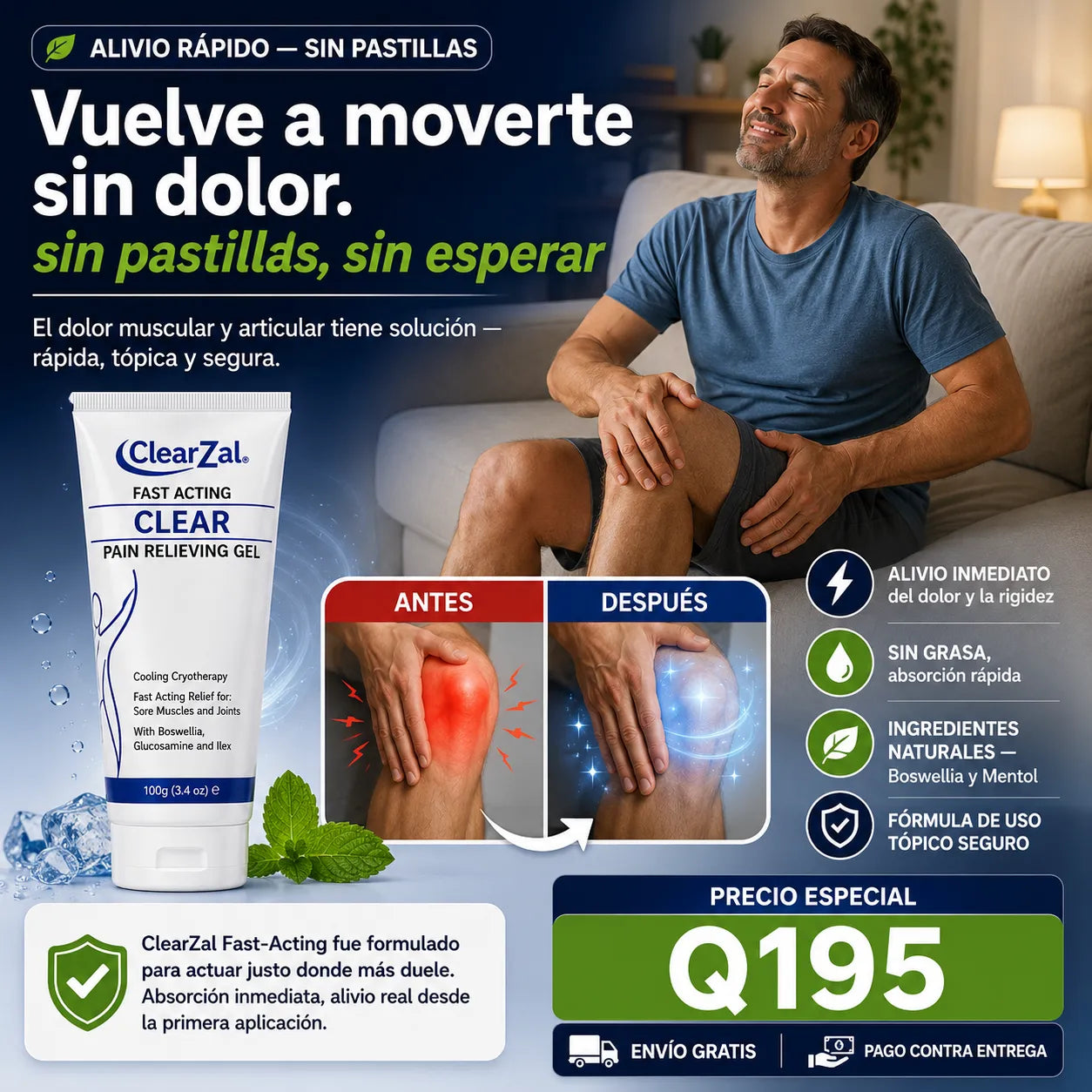 ClearZal® Gel de Alivio Tópico — Músculos, Articulaciones y Nervios