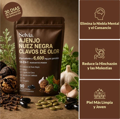 Selvia™— Librate de los parásitos y bichos ocultos en solo 14 días con Ajenjo, Nuez Negra y Clavo