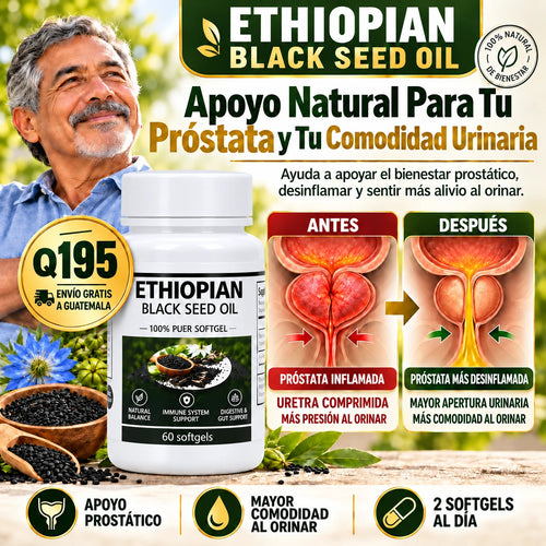 ETHIOPIAN BLACK SEED OIL — Apoyo Prostático Para Noches Más Tranquilas