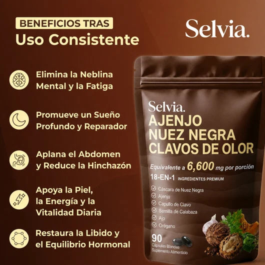 Selvia™— Librate de los parásitos y bichos ocultos en solo 14 días con Ajenjo, Nuez Negra y Clavo