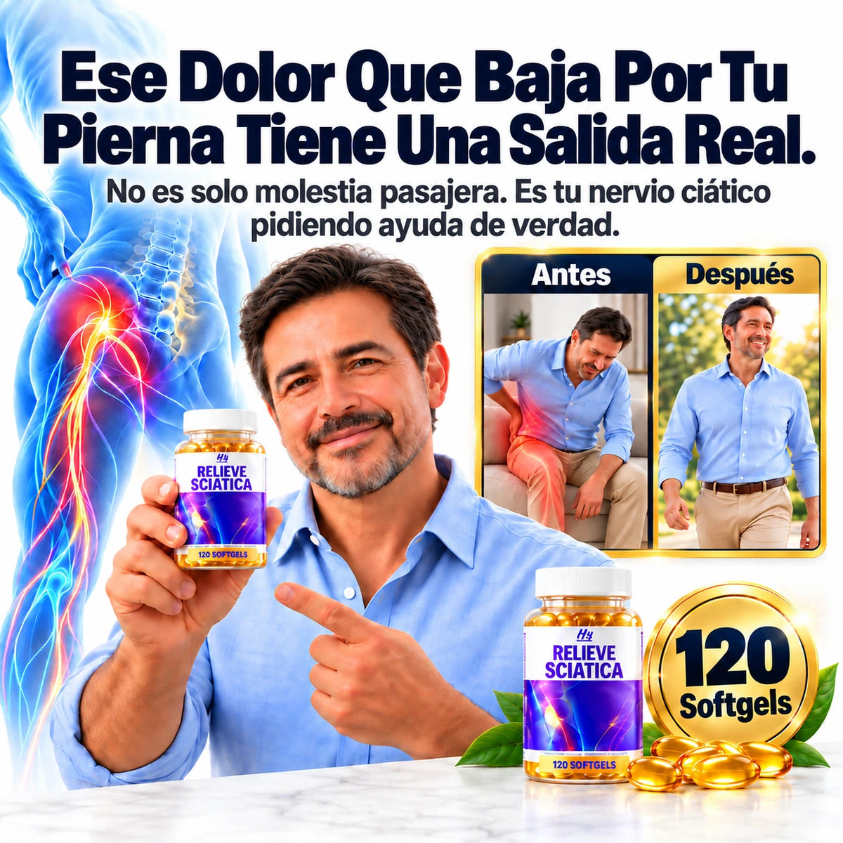 Relieve Sciatica™ Softgels — Formulado Para El Alivio Real